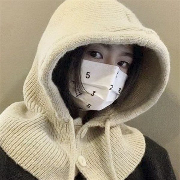 꽈배기 여성 바라클라바 일체형 겨울 바라클라바 두꺼운 캐주얼 따뜻한 - 상품 이미지