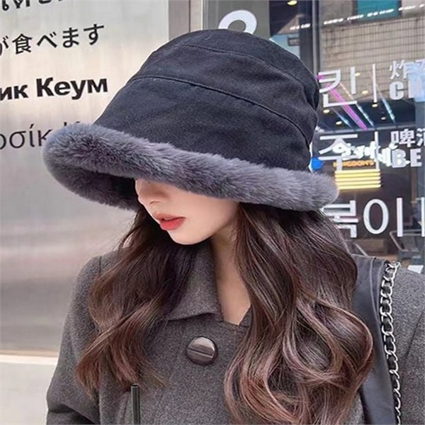 여성 버킷 햇 벨벳 벙거지 모자 코듀로이 겨울 - 메인 이미지