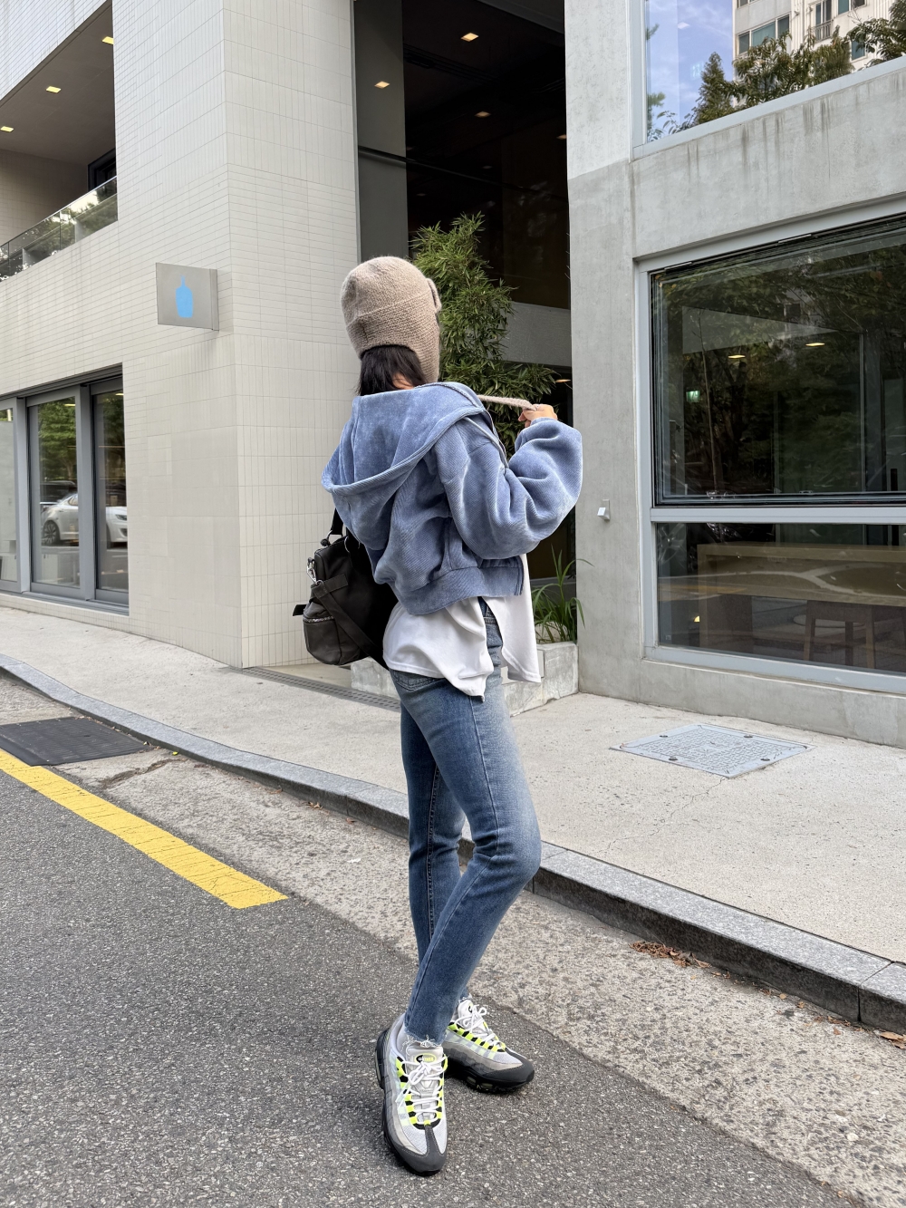 스키니진 키작녀청바지 슬림 일자청바지 밑단컷팅 중청 데님 팬츠 - 상세 이미지 5