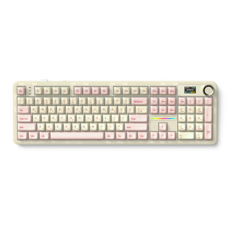 AULA AULA F108Pro 유무선 LCD 기계식 아우라 독거미 키보드 국내 크리스탈 베이지, 저소음 바다축