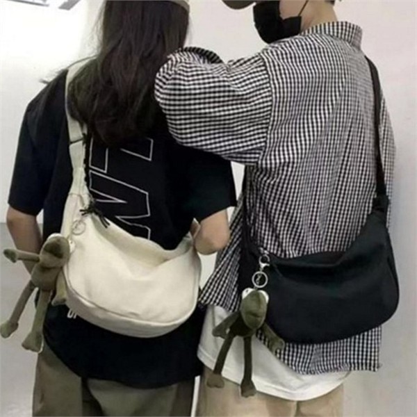 캔버스 반달 숄더백 데일리 호보백 가벼운 수납 가을 - 메인 이미지