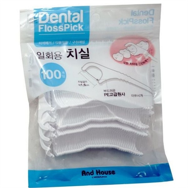 휴대용 일회용 치실 100개입 덴탈 치실 이쑤시개 가정용 여행용 - 상품 이미지
