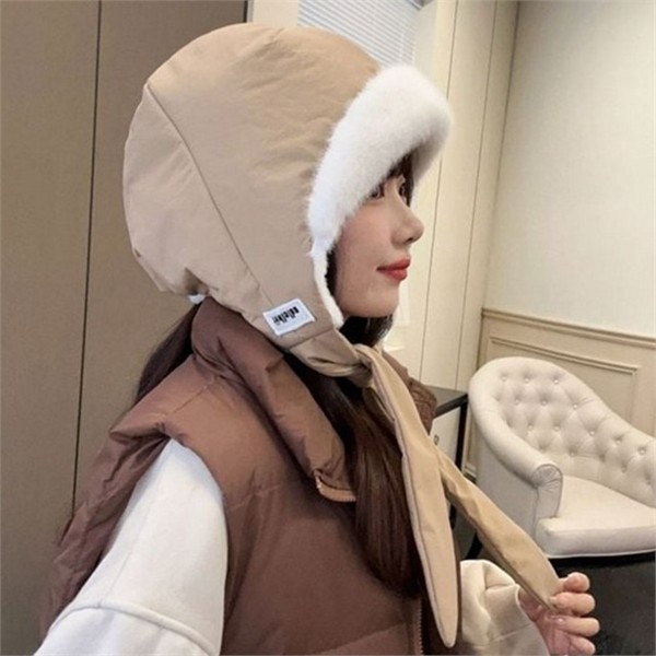 따뜻한 여성 바라클라바 니트 패딩 바라클라바 귀달이 보온 일상 - 상품 이미지