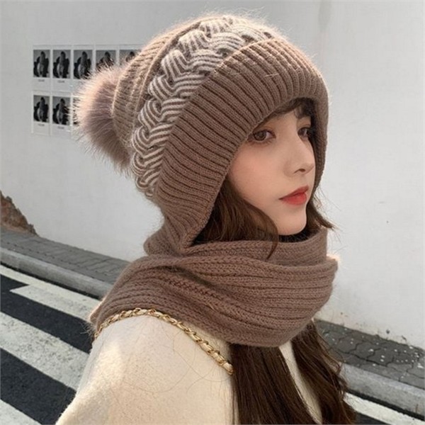 따뜻한 방한 비니 모자 니트모 털 방울 비니 꽈배기 - 상세 이미지 2
