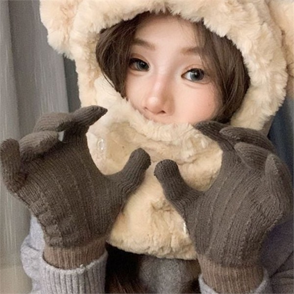 따뜻한 겨울 기모 장갑 데일리 여성 니트 장갑 보온 - 메인 이미지