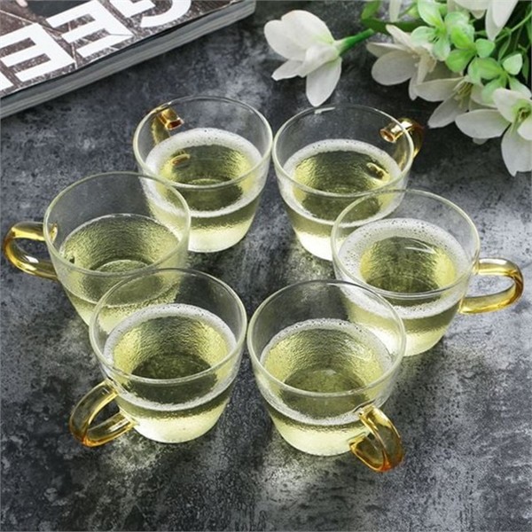 손잡이 내열 유리 찻잔 120ml 6p 손님용 유리 찻잔 홈카페 - 메인 이미지