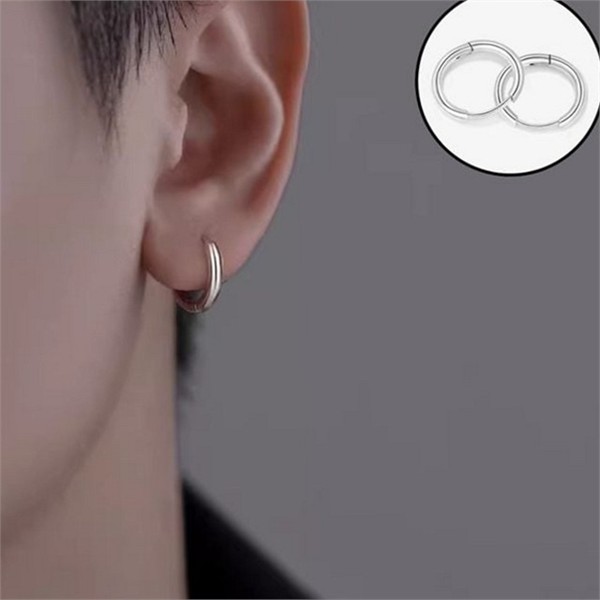 베이직 원터치 귀걸이 얇은 데일리 귀걸이 피어싱 원형 심플 - 상품 이미지
