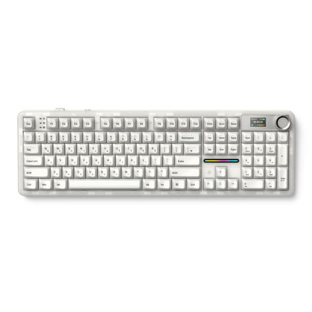 AULA AULA F108Pro 유무선 LCD 기계식 아우라 독거미 키보드 국내 크리스탈 화이트, 저소음 바다축