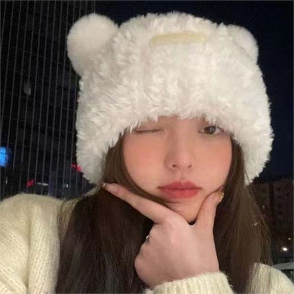 부드러운 여성 비니 모자 뽀글이 털 비니 데일리 보온성 - 상품 이미지