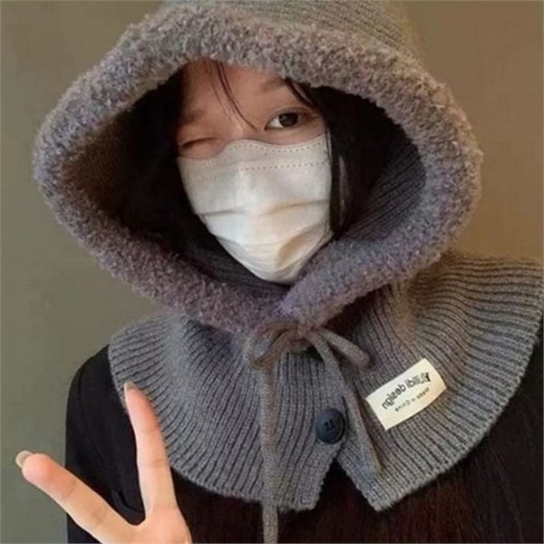 뽀글이 여성 바라클라바 니트 여성 후드 워머 방한 겨울 - 상품 이미지