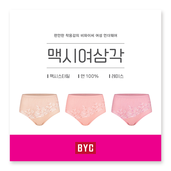 비와이씨 BYC 플라워 자수 레이스 맥시 여성 삼각팬티 3매입 WCR5488 - 상품 이미지
