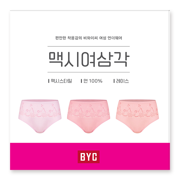 비와이씨 BYC 플라워 자수 레이스 맥시 여성 삼각팬티 3매입 WCR5464 - 상품 이미지