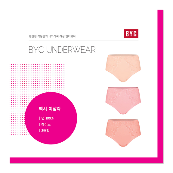 비와이씨 BYC 플라워 자수 레이스 맥시 여성 삼각팬티 3매입 WCR5407 - 상품 이미지