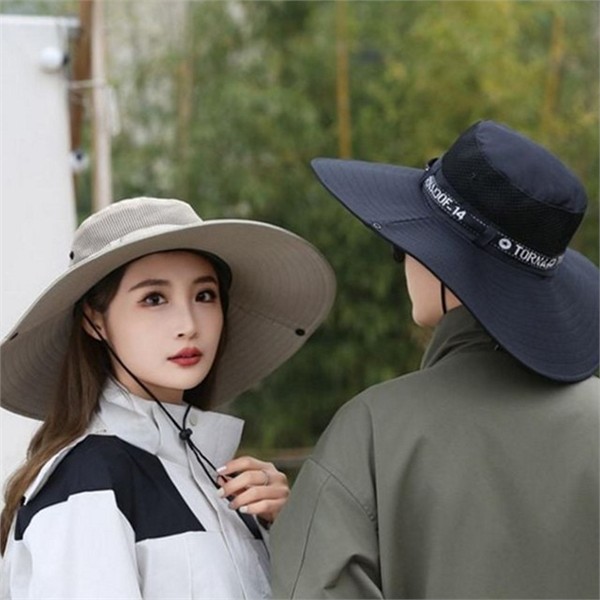 여행용 넓은 모자 밀짚 메쉬 벙거지 모자 조절 패션 - 상품 이미지