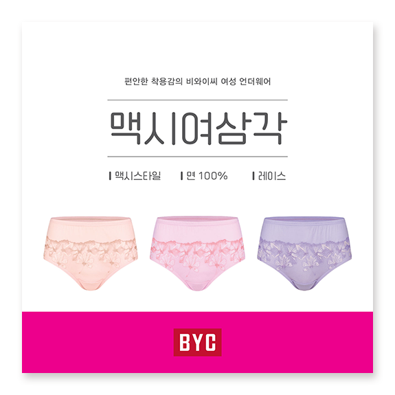 비와이씨 BYC 플라워 자수 레이스 맥시 여성 삼각팬티 3매입 WCR5487 - 상품 이미지