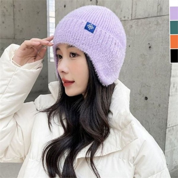 따뜻한 여성 귀달이 비니 데일리 앙고라 비니 모자 겨울 - 상품 이미지