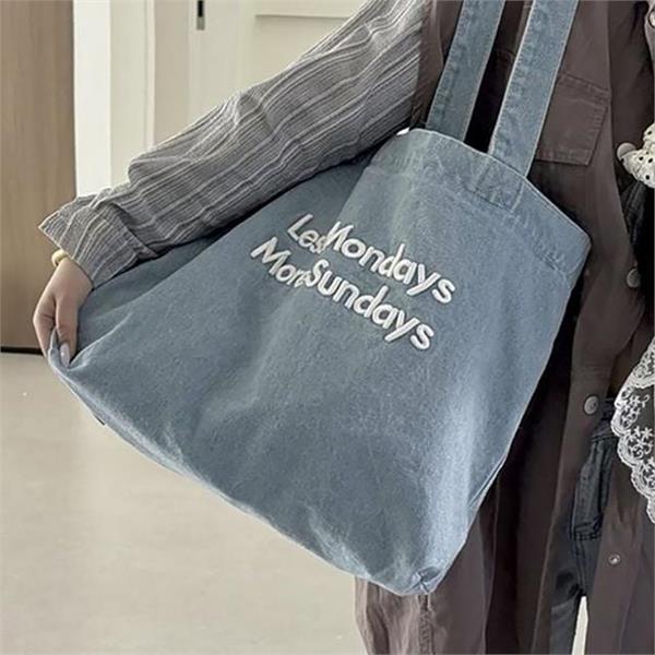 캐주얼 여성 데님 에코백 오버사이즈 빅사이즈 쇼퍼 백 데일리 숄더백 - 메인 이미지