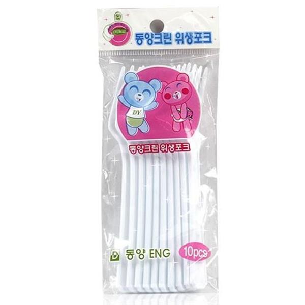 위생 플라스틱 포크 10P 테이크아웃 포크 가벼운 배달 음식 뷔페 - 상품 이미지