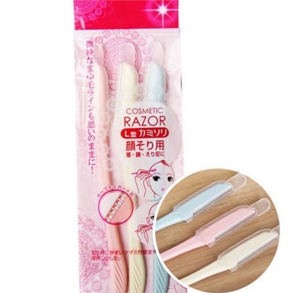 일자 눈썹 정리 칼 3P 안전 눈썹 미는 칼 휴대용 - 메인 이미지