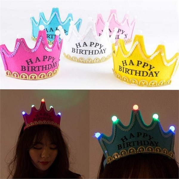 공주 생일 왕관 머리띠 엘이디 파티 왕관 머리띠 왕자 행사용 - 상품 이미지