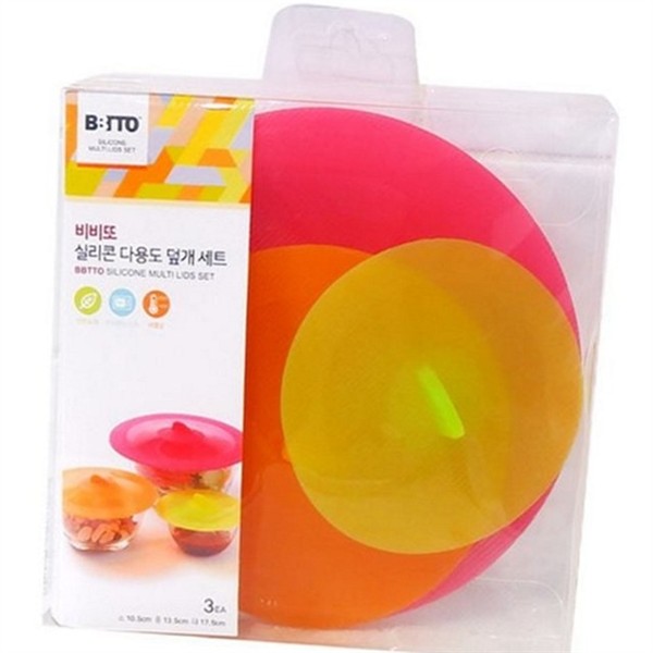 반투명 실리콘 그릇 뚜껑 3P 재사용 다용도 실리콘 뚜껑 반찬 - 상품 이미지