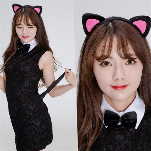 귀여운 여성 고양이 머리띠 3종 세트 동물 고양이 머리띠 머리 - 상품 이미지