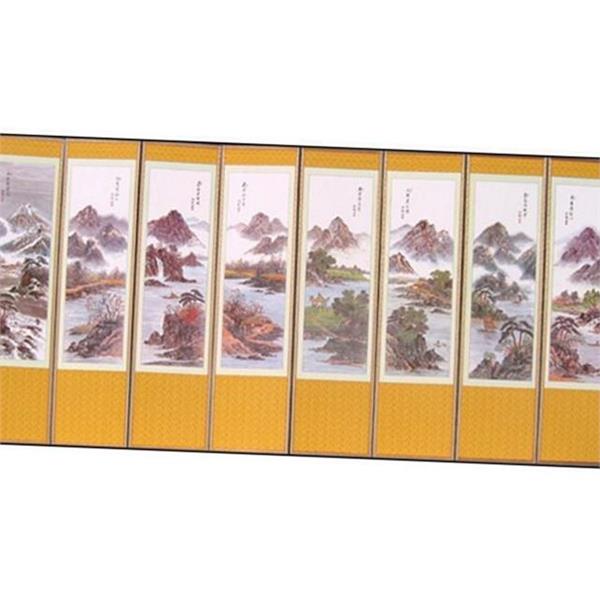 수묵화 산수화 병풍 화조도 동양화 병풍 한국화 장식용 8폭 그림 - 상품 이미지