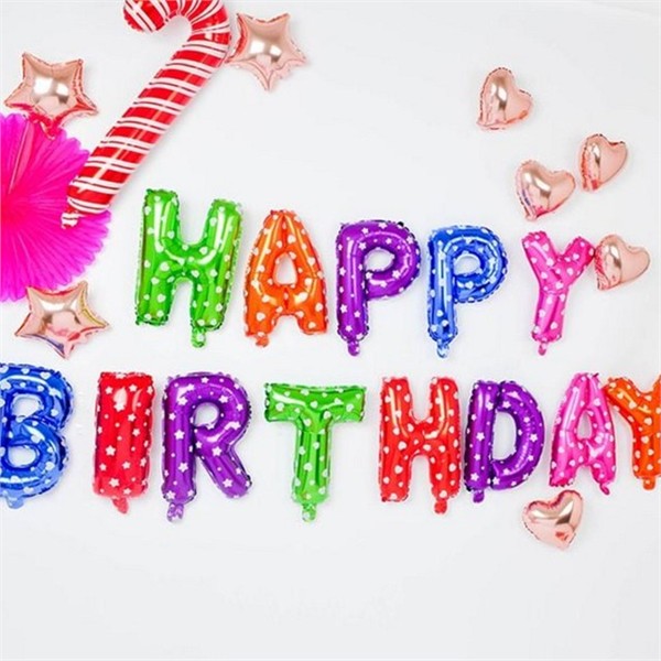 레인보우 생일 파티 풍선 레터링 생일 은박 풍선 장식 용품 - 메인 이미지