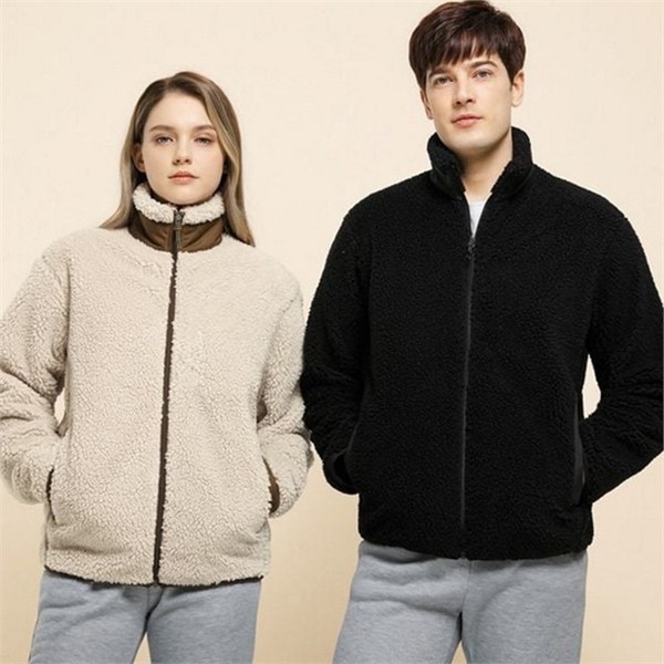 스탠드넥 여성 플리스 자켓 따뜻한 겨울 플리스 자켓 데일리 기모 - 상품 이미지