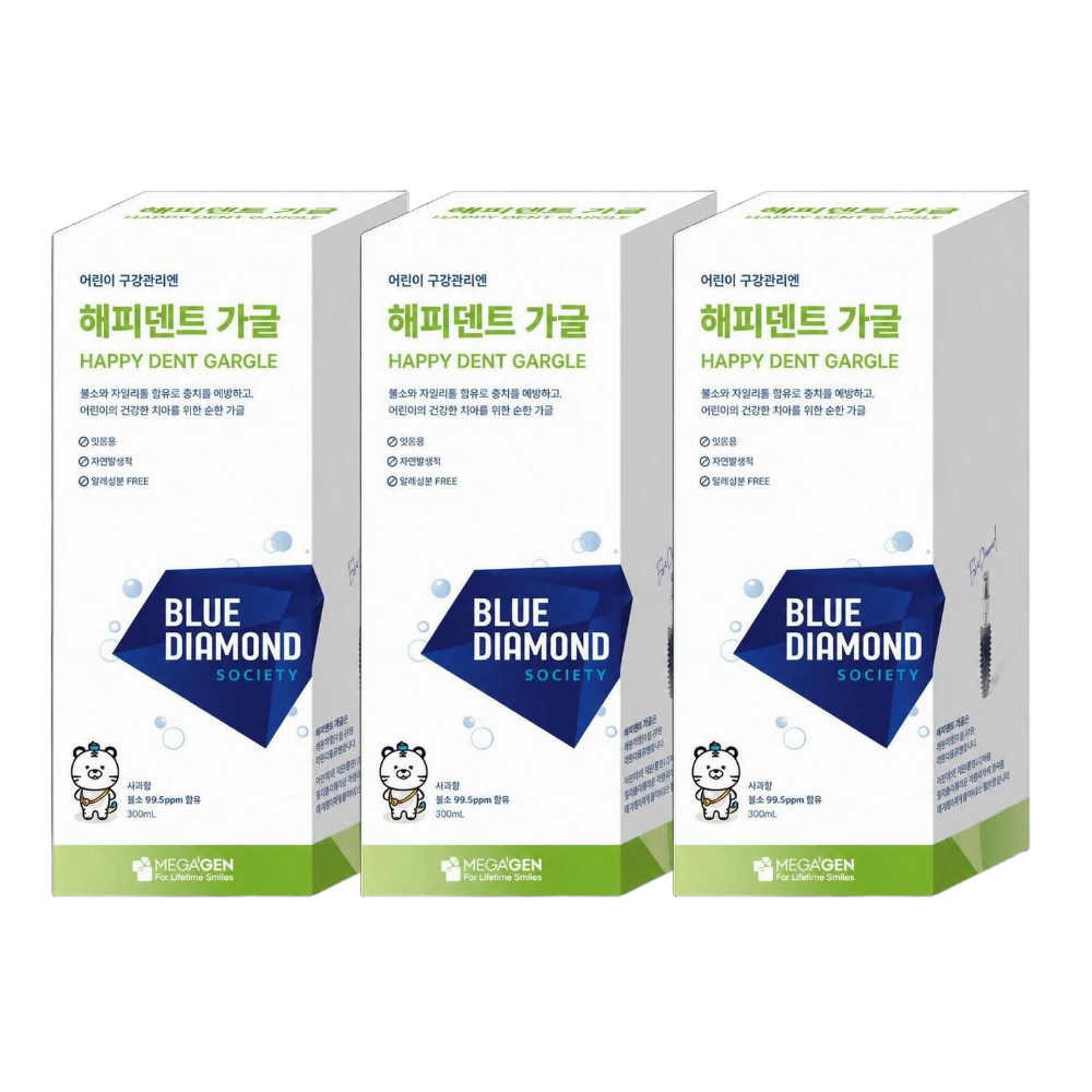 오프리케어 해피덴트 어린이 가글/사과향 무알콜 무색소 저불소함유 300ml, 3개 - 상품 이미지