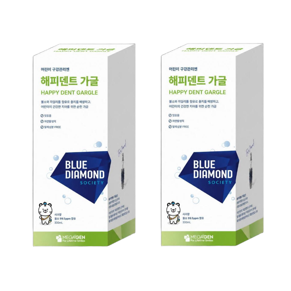 오프리케어 해피덴트 어린이 가글/사과향 무알콜 무색소 저불소함유 300ml, 2개 - 상품 이미지