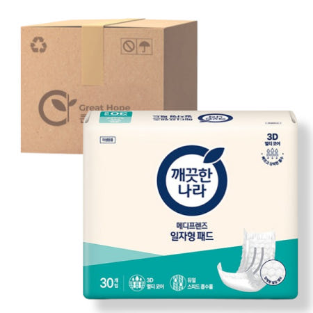 깨끗한나라 메디프렌즈 일자형패드 30매 4팩
