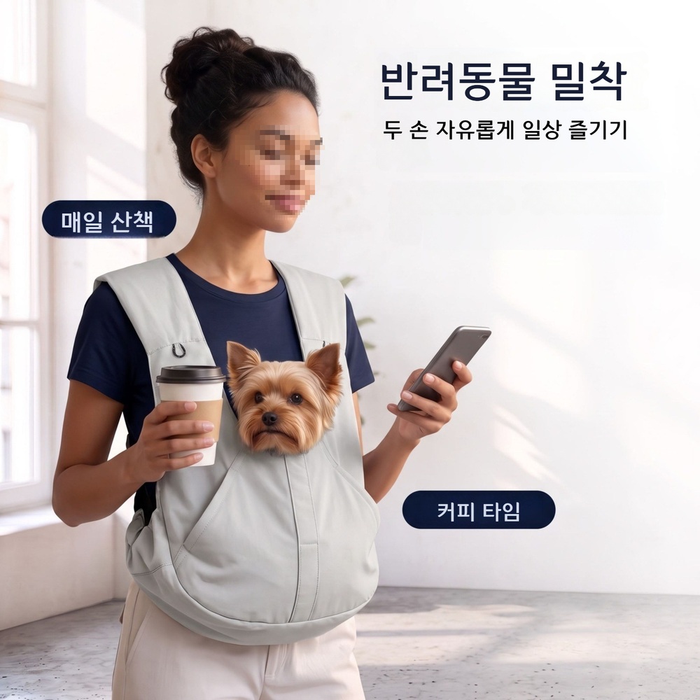 반려동물 백팩 대용량 외출가방 강아지 고양이 통기성 올리브그린 - 상세 이미지 3