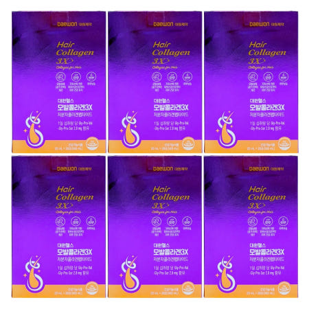 대원제약 대원헬스 모발콜라겐 3X 저분자 콜라겐 펩타이드 20ml x 28포 x 6개