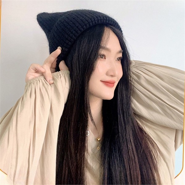 보온성 여성 니트 비니 귀달이 비니 모자 따뜻한 캐주얼 - 상품 이미지