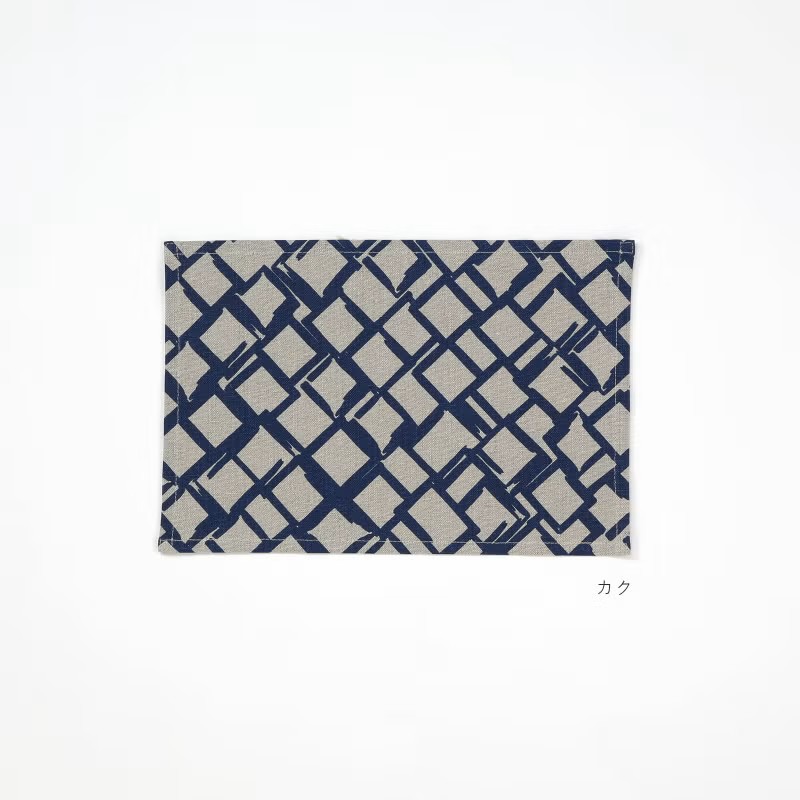 반이노우에 린넨 패브릭 패턴 식탁 테이블매트 카쿠s, 30x20cm - 상품 이미지