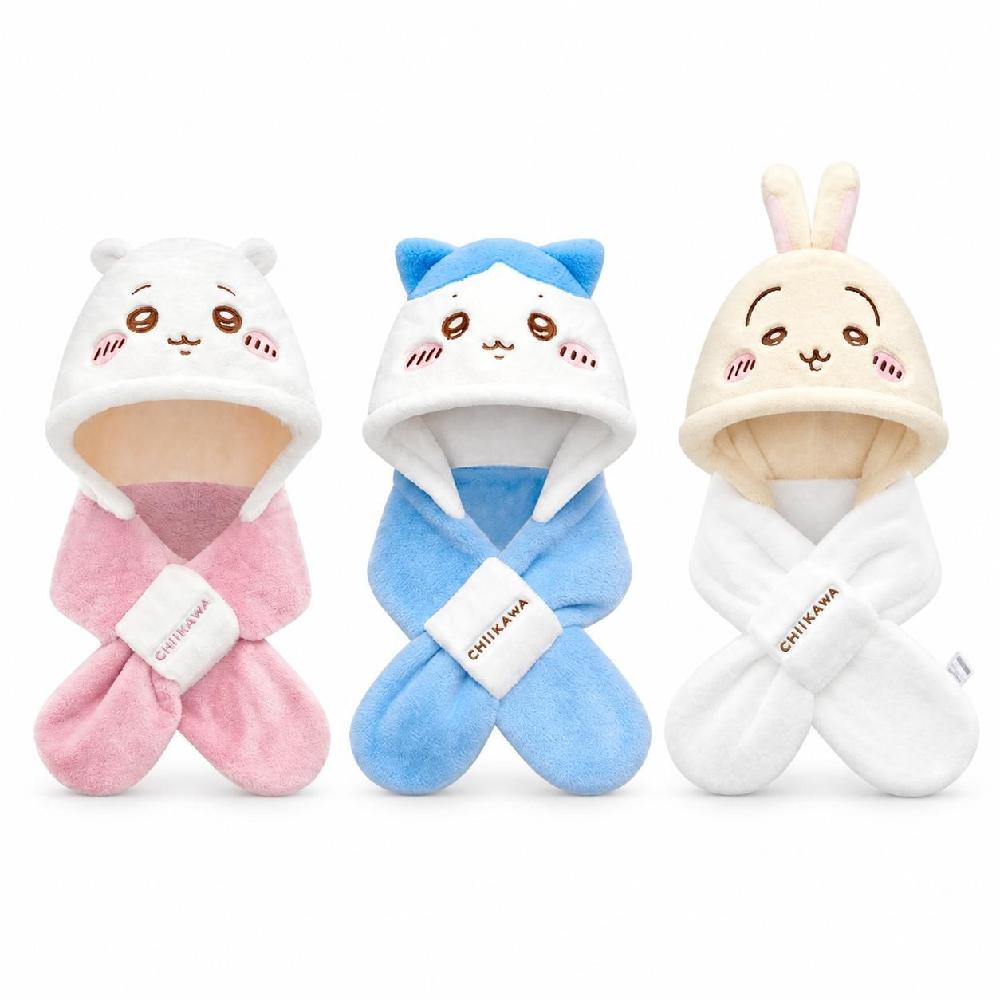 치이카와 목도리 모자 세트 먼작귀 하치와레 우사기 - 상품 이미지