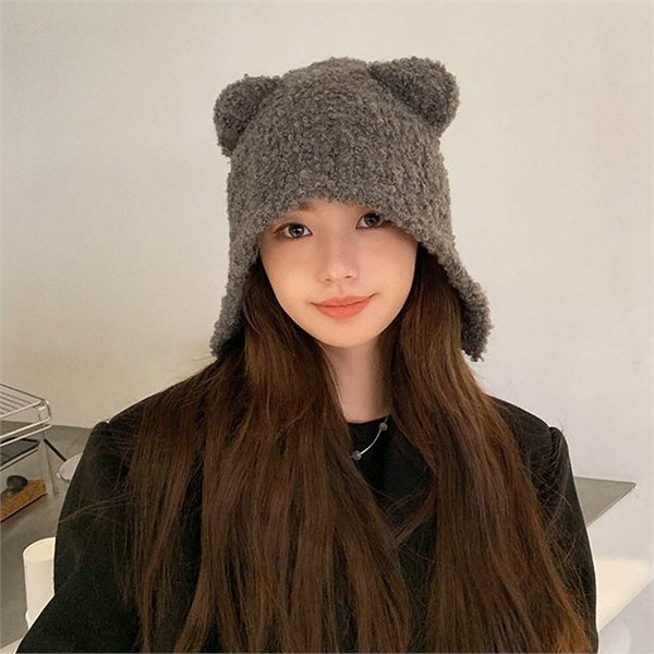 꾸안꾸 니트 비니 방한모 패션 비니 모자 귀여운 겨울 - 상품 이미지