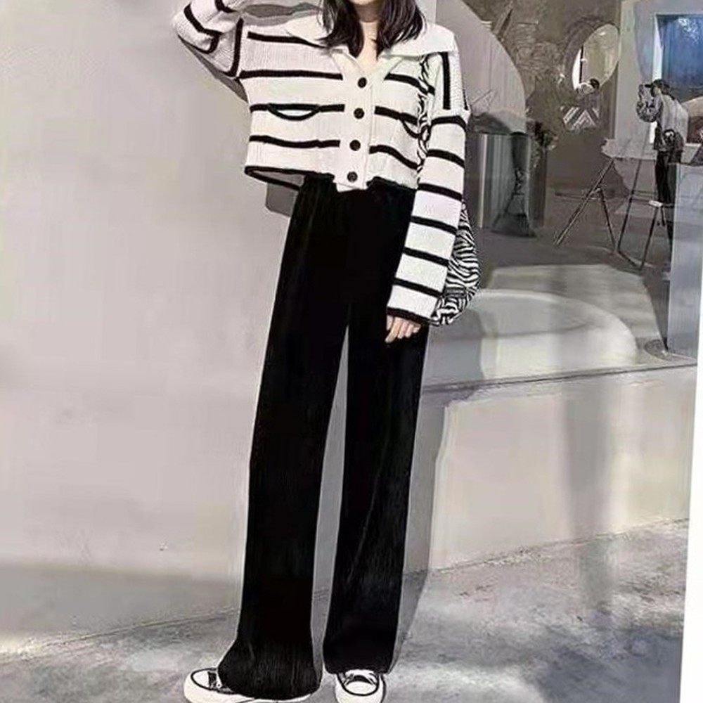 여성데일리룩코듀로이팬츠 벨벳캐주얼룩골덴바지 골덴가을코디여성바지 롱기장겨울코디와이드팬츠 - 상품 이미지