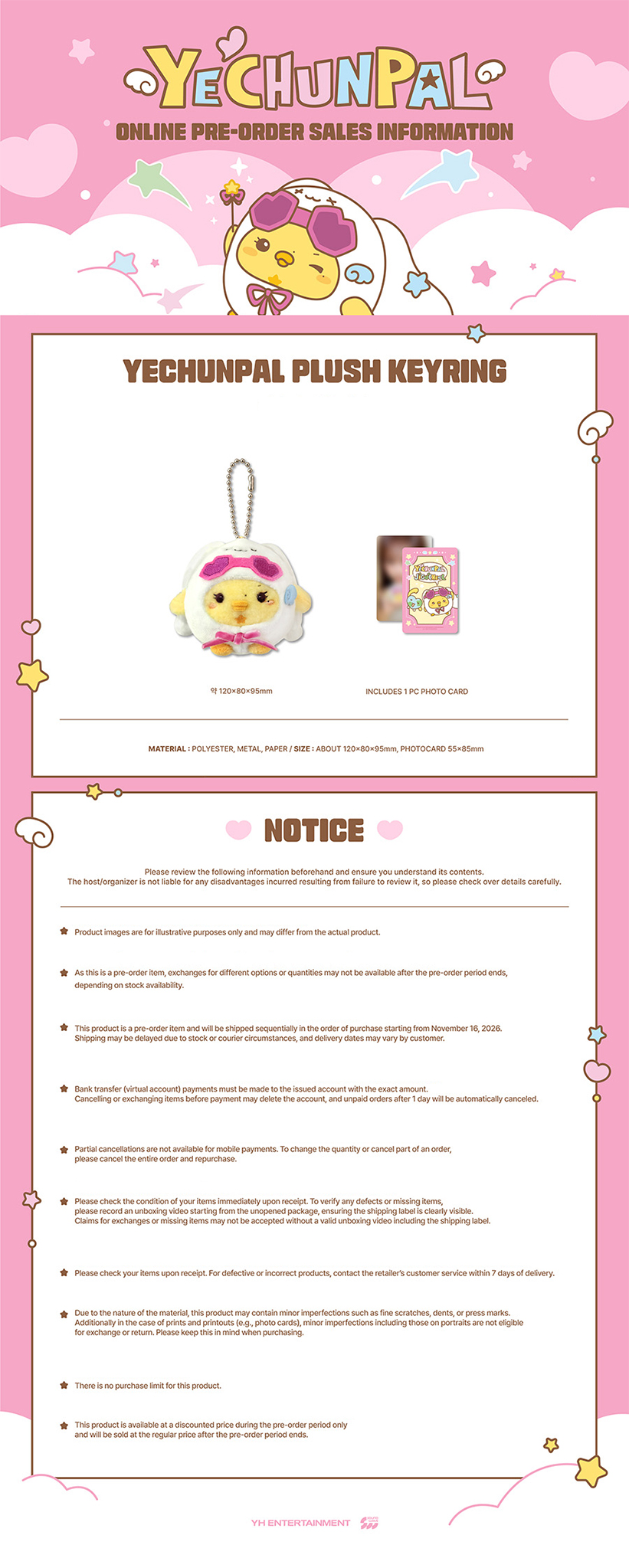 YENA Yechunpal Plush Keyring