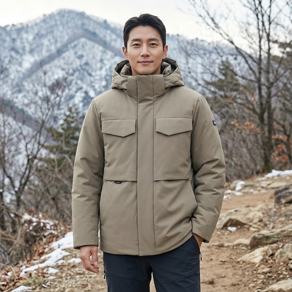 MILLET 밀레 겨울 남성 아웃도어 친환경 발열안감 방풍 구스다운 패딩점퍼 - 상품 이미지
