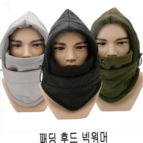 방풍 패딩 후드 넥 워머 바라클라바 방한 넥 워머 기모 - 상품 이미지