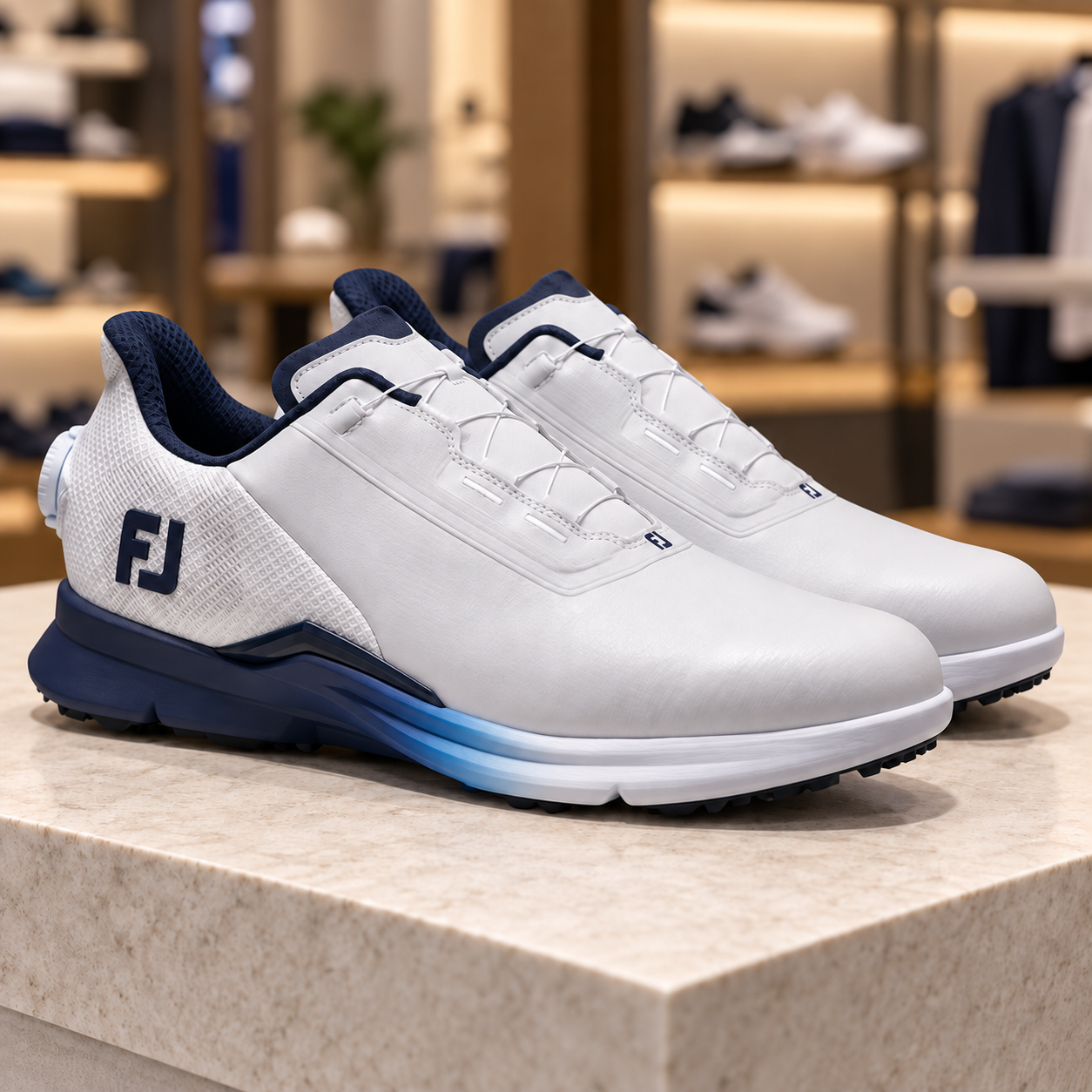 풋조이 퓨얼 보아 남성 골프화 3E 화이트 네이비