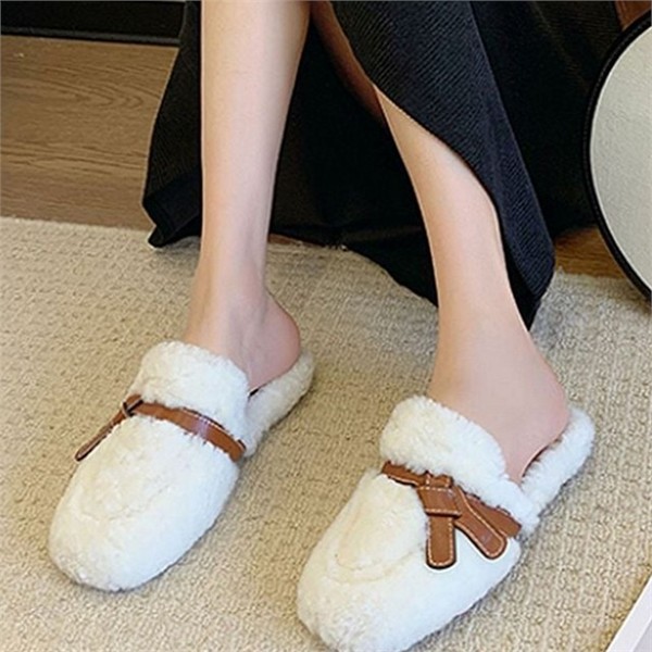 따뜻한 겨울 뽀글이 슬리퍼 편안한 양털 슬리퍼 데일리 실내화 - 상품 이미지