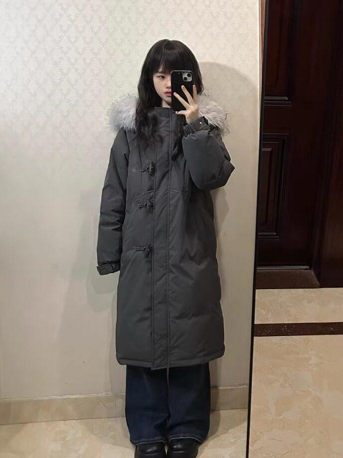 여성 중장기장 모직 코트 겨울 두꺼운 아우터 - 상품 이미지