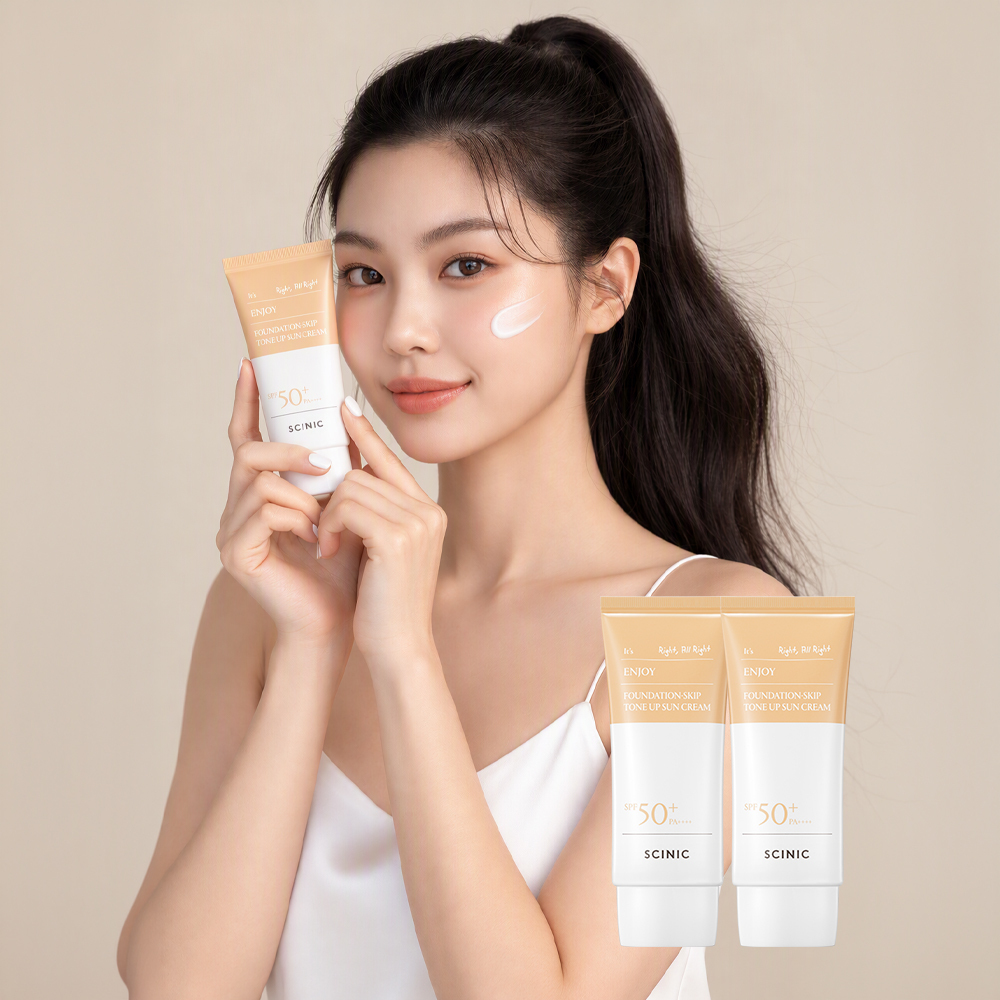 싸이닉 엔조이 파데스킵 톤업 선크림 50g 파데프리 수분 비건 선크림 2개 상품 이미지