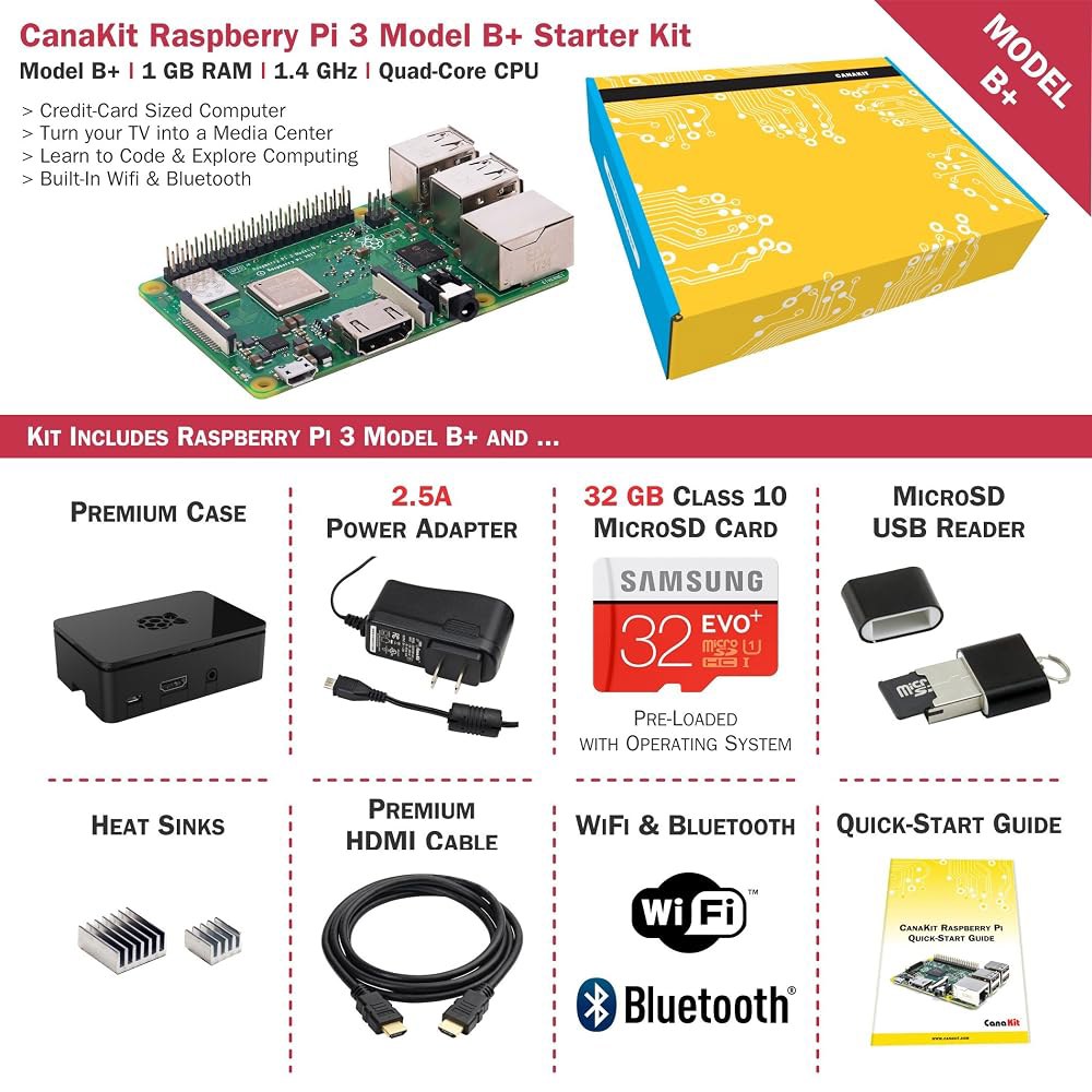Raspberry Pi 3 B+ 스타터 키트 32GB CanaKit EVO+ 프리미엄 블랙 케이스 - 상세 이미지 2