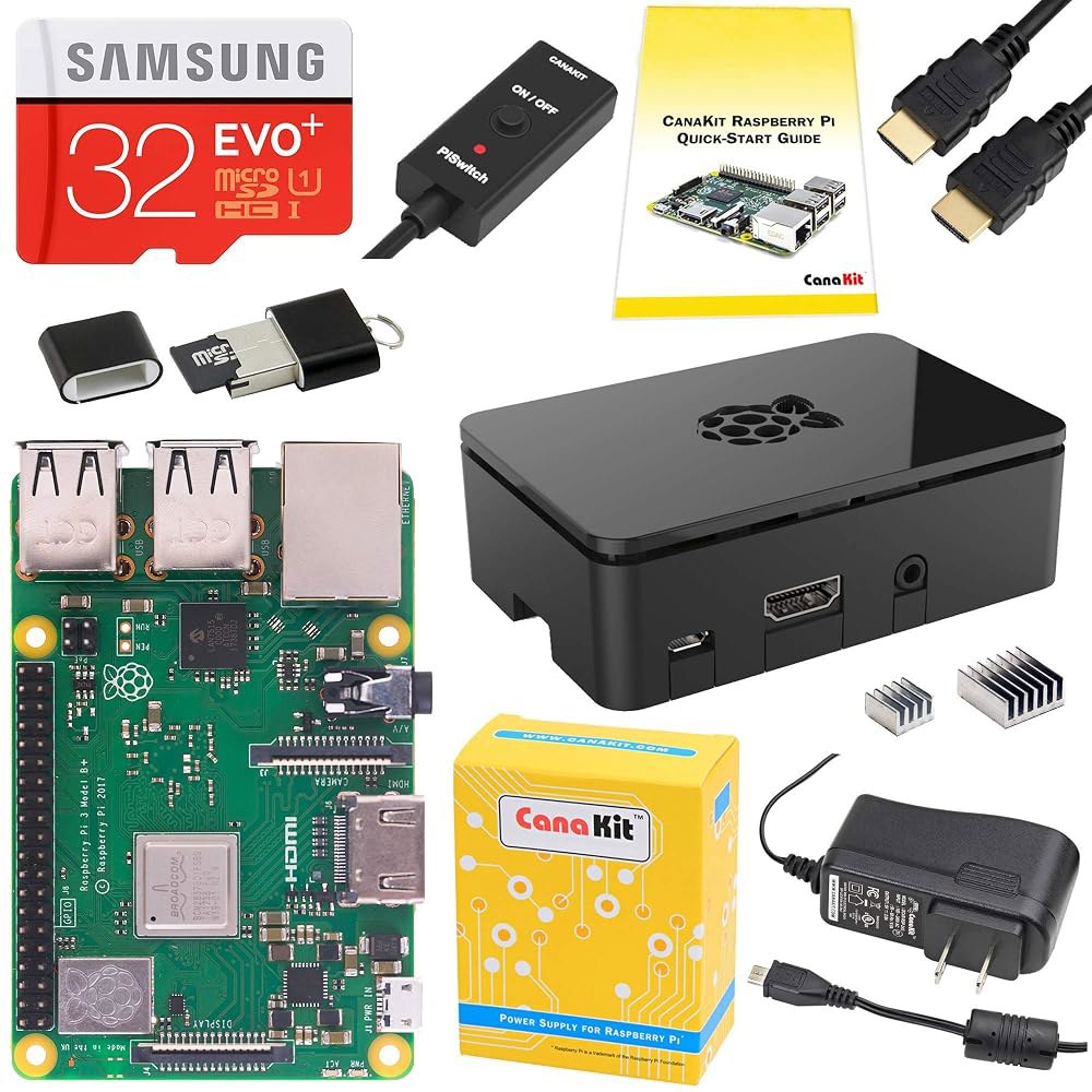 Raspberry Pi 3 B+ 스타터 키트 32GB CanaKit EVO+ 프리미엄 블랙 케이스 - 상품 이미지