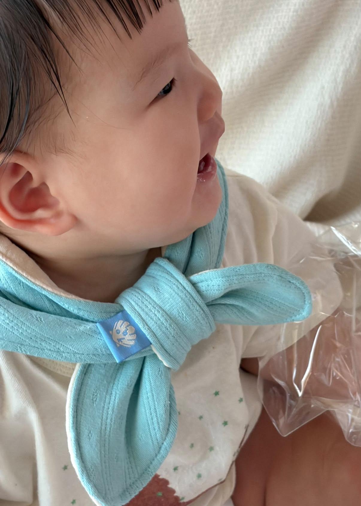 환절기 가을 겨울 모달코튼 쁘띠 스카프 턱받이 빕 4+1 블루