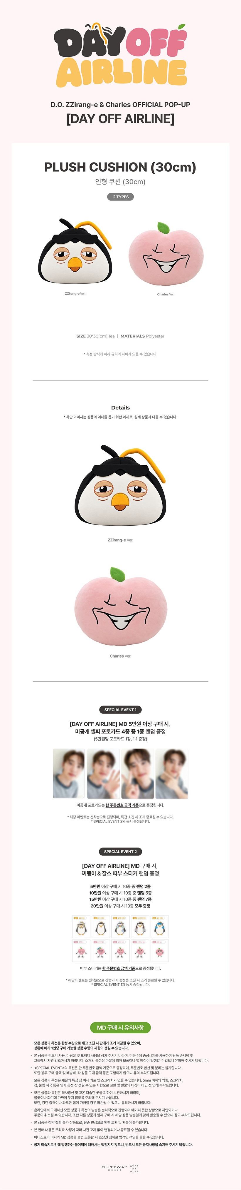 D.O. DAY OFF AIRLINE MD Plush Cushion — EXO